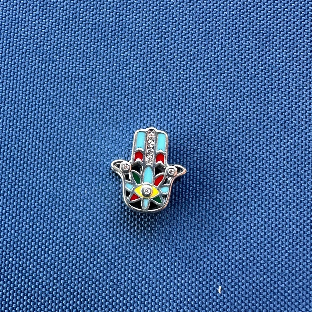 925 Italy Sterling Silver and Multicolor Hamsa Charm For Pandora - Picture 6 of 6